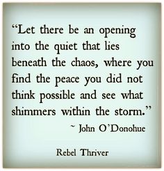 a quote that reads let there be an opening into the quiet that lies beneath the chaos where you find