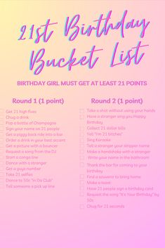 the 21st birthday bucket list for girls