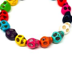 Experience the vibrant energy of Mexican culture with our Multicolored Skull Beaded Wristband Bracelet. Handcrafted with multi0color skull beads, this adjustable and elastic bracelet makes a unique and affordable gift for any woman or girl. Perfect for Halloween or Day of the Dead celebrations, this accessory is sure to make a bold statement. Other colors available. Please check our Skull Jewelry collection!_________________________• GET IT FAST!Get it fast! Ready to ship on 1 to 3 business days.• ORDER NOW!Limited Quantities / Limited Edition.• FREE GIFT BOX INCLUDED!Get a Free Craft Gift Box with any order*Thank you for stopping by!Colors/Designs and or surface texture might slightly vary from actual. Multicolor Skull Jewelry For Day Of The Dead, Day Of The Dead Multicolor Skull Jewelry, Adjustable Skull Print Bracelet As Gift, Adjustable Multicolor Beaded Bracelets For Halloween, Casual Adjustable Skull Beaded Bracelets, Frida Kahlo Earrings, Skull Beads, Colorful Skulls, Mexican Jewelry