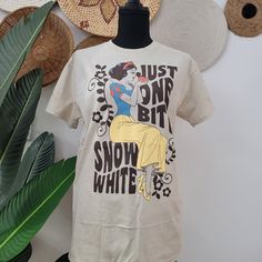 New. No Tag Crew Neck Short Sleeve Snow White Grafic Disney Front Screen 100% Cotton Color: Ivory White Disney Crew Neck T-shirt, Disney White Pre-shrunk T-shirt, White Pre-shrunk Disney T-shirt, White Short Sleeve Disney T-shirt, White Disney Graphic Print Tops, Disney Graphic Print White Tops, Color Ivory, Snow White, Color White