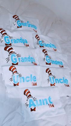 Customized Dr. Seuss family t-shirts, Christmas family shirt  Shirts are unisex size  The price listed is per shirt Do not iron on top of design *Copyright Notice* The listing price is for our creative services and the time spent designing and customizing. Any licensed images within this listing are free and not being sold; they maintain the copyright of their original respective owners. Item does not claim ownership or copyright to any of the characters, trademarks or images used in the design. Customizable White Shirt For Family Events, Cute White T-shirt For Family Events, White Cute T-shirt For Family Events, White Themed Letter Print Top, Matching Custom Print T-shirt For Family Events, Customizable Unisex T-shirt For Family, Customizable Themed White T-shirt, White Shirt With Letter Print For Family Events, Funny Personalized Cotton Tops