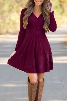 Fashion Solid Color Sweater Dress | BestDealBuys Crystal Clothes, Shorts Preppy, Clothes Wishlist, Wardrobe Upgrade, Wool Sweater Dress, Preppy Clothes, Solid Color Sweater, Women Sweaters Winter, Comfortable Sweater