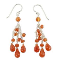 Carnelian droplets fall into a mesmerizing cascade in sumptuous handcrafted earrings. By Rituu the faceted gems are suspended from sleek sterling chains. .925 Sterling silver Waterfall Earrings, Carnelian Earrings, Faceted Gems, Jewelry Workshop, Handcrafted Earrings, Traditional Jewelry, Jewelry Packaging, Hook Earrings, Jewelry Gift Box