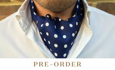 *Pre-Order Now! Available for dispatch by 30th August 2023* Printed Silk Day Cravat (Ascot Tie)Navy Blue with White Polka DotsMade From 36oz 'Extra Soft' Silk Twill100% Pure Silk • Dry Clean OnlyPrinted and Handcrafted in EnglandDimensions:Tip to Tip 120cm, Width of Blade 15cm, Width of Neck 5cm, Neck Length 37cm Morning Suits, Silk Pocket Square, Brown Suits, Printed Silk Scarf, Plain Shirts