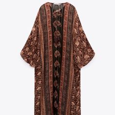 Zara Printed Kaftan: Printed V-Neck Kaftan With Long Sleeves. Metallic Thread Appliqu. Asymmetric Hem. Khaki Chenille Dress, Padded Dress, Printed Kaftan, Light Blue Knit, Silk Bra, Tuxedo Dress, Long Sleeve Shift Dress, Printed Long Dresses, Racerback Dress