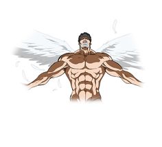 an image of a man with wings on his chest