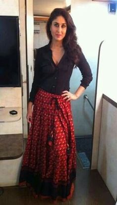 i've got this one pinterest Long Skirt Fashion, Ritu Kumar, Blouse Design Models, Kareena Kapoor, Indian Attire