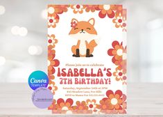 a birthday card with an image of a fox