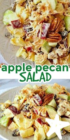 Close up of apple varieties, dairy free cheese,  and tossed in dressing. Apple Pecan Salad, Salads Easy, Salad With Pecans, Apple Salad Recipe, Apple Salad Recipes, Red Delicious Apples, Fruit And Veggie, Fruit Salad Easy