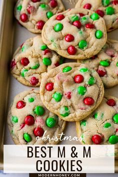 christmas cookies with m & m candies on top and the words best m and m cookies