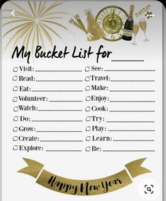 New Year List, Printable Bucket List, New Years Eve Traditions, New Year Printables, Kids New Years Eve, New Year's Eve Activities, New Years Eve Games, New Year's Games, New Years Traditions