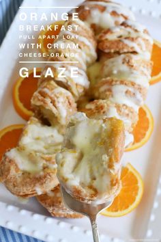 orange breakfast pull apart with cream cheese - orange glaze