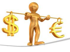 a gold man balancing on a tightrope with two dollar signs attached to it