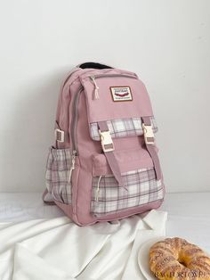 BagForLove - Stylish Waterproof Plaid Print Backpack for Students in College and High School Product Description Color Pink Strap Type Adjustable Composition 100% Nylon Pattern Type Plaid Bag Size Medium Material Polyamide Style Preppy Closure Type Zipper Features High-capacity Type Classic Backpack Size Chart INCH CM Handle Height Strap Length Bag Height Bag Width Bag Length 3.1 inch 39.4 inch 17.7 inch 6.7 inch 12.2 inch Handle Height Strap Length Bag Height Bag Width Bag Length 8 cm 100 cm 45 Pink Backpack For Outdoor, Pink Standard Backpack For Outdoor, Pink Bags For Outdoor And Back To School, Pink Backpack With Pockets For Outdoor, Trendy Pink Outdoor Backpack, Pink Backpack For Outdoor Use, Portable Pink Backpack For Outdoor Use, Pink Outdoor Backpack, Outdoor Pink Lightweight Backpack