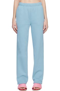 Blue Flared Lounge Pants by GUIZIO on Sale Blue Cotton Sweatpants With Comfort Waistband, Blue Relaxed Fit Sweatpants With Ribbed Waistband, Blue Cotton Bottoms With Straight Hem, Blue Cotton Sweatpants With Elastic Waistband, Sporty Blue Pants With Straight Hem, Blue Cotton Relaxed Fit Sweatpants, Blue Casual Sweatpants With Straight Hem, Blue Relaxed Fit Pants With Ribbed Waistband, Blue Relaxed Fit Sweatpants For Spring