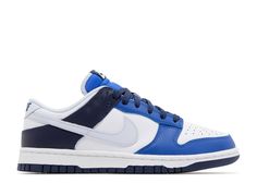 Dunk Low 'Game Royal Navy' - Nike - FQ8826 100 - white/football grey/game royal/midnight navy | Flight Club Nike Dunk Midnight Navy, Dark Blue Nike Dunks, Royal Blue Nike Dunks, Nike Dunk Navy Blue And White, Vintage Navy Dunks, Navy Nike, Blue Game, Flight Club, Shoes Retro