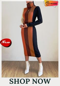 Turtleneck Regular Fit Long Sleeve Simple Dress Simple Dress, Simple Dresses, Color Orange, Turtle Neck, Womens Dresses, Orange, Long Sleeve, Dresses, Color