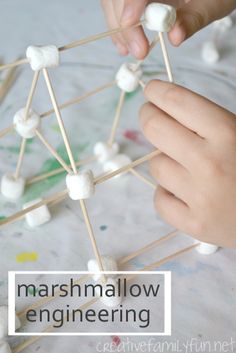 marshmallow engineering is fun for kids to do with the marshmallows