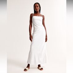 Brand: Abercrombie Size: Xs Tall Color: White Maxi Column Linen Skirt, New!!!! Tie Strap Top, Linen Maxi Skirt, Female Features, Womens Maxi Skirts, White Maxi, Linen Skirt, Strap Top, Women Skirts Midi, Linen Women