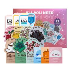 All the masks you need in one box! A mixture of 13 of our best-selling masks to treat a variety of skin concerns. Suitable for all skin types! Set includes one of each mask. (Original value $45) Set includes: For Everyday Hydration - I'm Lavender Sheet Mask, I'm Aloe Sheet Mask, I'm Honey Sheet Mask, Master Lab Hyaluronic Acid Sheet Mask, Moisture Boost Cooling Hydrogel Eye Patches For Dull and Tired Skin - I'm Charcoal Sheet Mask, Master Lab Vitamin C Sheet Mask, Plump-kin Retinol Eye Patches For Radiance and Elasticity - I'm Rose Sheet Mask, I'm Cherry Blossom Sheet Mask, Master Lab Collagen Sheet Mask, Wonder Ceramide Collagen Mochi Eye Patches Why It's Good Hydrate and refresh tired skin with our sheet masks and eye masks infused with natural extracts and nourishing ingredients that wi Lavender Mask, Vitamin C Mask, Coffee Mask, Rose Mask, Cute Face Masks, Dripping Lips, Honey Mask, Collagen Mask, Sheet Masks