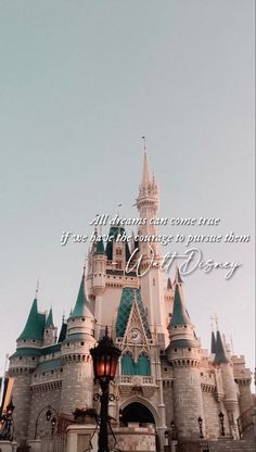 an image of a castle with the words disney written on it's front side