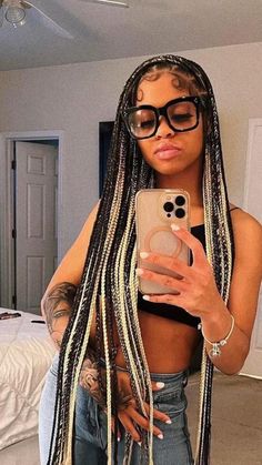 Big Box Braids Hairstyles, Colored Braids, Girl Braided Hairstyles, Blonde Braids, Cute Braided Hairstyles, Box Braids Hairstyles For Black Women, Braided Cornrow Hairstyles, Cute Box Braids Hairstyles, Braids Hairstyles Pictures