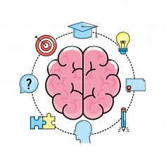 the brain is surrounded by icons such as graduation caps, books, and other items