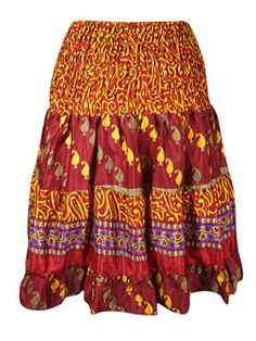 Take on the summer with the Boho Style Summer Ruched Elastic Skirt! Made from recycled silk saree fabric in a bold Red hue, this skirt features a flattering short length and eye-catching floral design. Perfect for beach adventures or summer events, let your daring side shine with this statement piece. The perfect mix of boldness and sustainability, our Boho Style Summer Ruched Elastic Skirt is made from recycled silk saree fabric, giving it a unique and eye-catching floral design. With a flatter Chic Travel Style, Yoga Mala Beads, Elastic Skirt, Red Beach, Boho Fashion Summer, Boho Pants, Ruffle Shorts, Summer Events, Silk Skirt