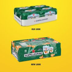 two boxes of san pellegrino are shown with the same product in each box