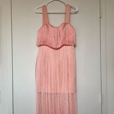 Asos Pink Dress With Fringe Hanging Longer Than The Slip. Never Worn. Nwt. Size Us 6 Spring Fringe Maxi Dress, Pink Lined Maxi Dress For Party, Spring Evening Maxi Dress With Fringe, Pink Fitted Mini Dress With Fringe, Fitted Pink Mini Dress With Fringe, Pink Fitted Fringe Mini Dress, Spring Fitted Dress With Fringe, Pink Fringe Cocktail Dress, Spring Fitted Midi Dress With Fringe