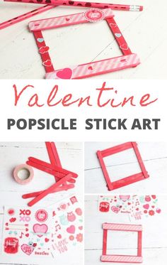 valentine's day popsicle stick art project is perfect for kids to do on valentine's day