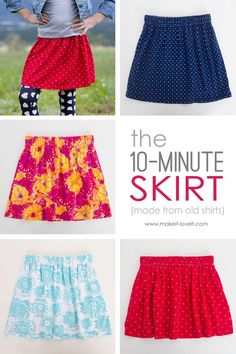 the 10 - minute skirt made from old skirts is easy to sew and so cute