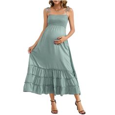 Elevate your maternity wardrobe with the WhizMax Sleeveless Maternity Dress, a perfect blend of style and comfort for any expectant mother. This flowy maxi dress features a delicate sage green hue and is crafted to flatter your figure at every stage of pregnancy and beyond.

- Material: Lightweight and breathable fabric
- Color: Sage Green
- Size: XXL
- Gender: Female
- Features: Spaghetti straps, smocked bodice, tiered design

Ideal for baby showers, photoshoots, or casual outings, this versati Summer Maternity Dress With Smocked Back, Maternity Maxi Dress With Ruched Detail, Summer Solid Color Maternity Dresses, Summer Maternity Dress With Smocked Bodice, Summer Flowy Maternity Dress With Smocked Back, Casual Maternity Dress With Smocked Bodice, Spring Maternity Solid Maxi Dress, Spring Maternity Solid Color Maxi Dress, Spring Maternity Maxi Dress In Solid Color