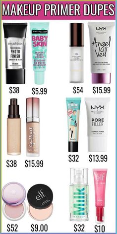 Looking for high-end makeup at budget-friendly prices? We're sharing our top drugstore dupes for cult-favorite luxury beauty products! Get the same gorgeous results without the designer price tag.\nFrom flawless complexion products like foundations and concealers to eyeshadow palettes that rival Urban Decay and mascaras that give you lashes for days, these affordable makeup finds allow you to recreate coveted looks for less. Skip the splurge and check out these amazing dupes instead! #makeupdupe #drugstoredupes #highendmakeupdupes #budgetbeauty Drugstore Makeup Primer, Best Face Primer For Combination Skin, Best Make Up Products 2022, Elf Makeup Brand, Begginer Make Up Products, Best Makeup 2023, Best Makeup Products 2023, Best Cheap Makeup Products, Drugstore Makeup 2023