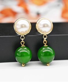 Modern Green Sterling Silver Overgild Inlaid Jade Pearl Drop EarringsMade of fine Sterling Silver Overgild Inlaid Jade Pearl.Measurement: 3.5cm/1.365" * 1.2cm/0.468". Matches easily with daily hairstyle, dresses & Shirts Jade Pearl Drop Earrings As Gift, Single Green Pearl Drop Earrings, Hypoallergenic Jade Drop Earrings, Nickel-free Teardrop Jade Earrings, Nickel-free Green Jade Earrings, Daily Hairstyles, Pearl Drop Earrings, Pearl Drop, Free Giveaway