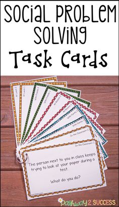 social problem involving task cards for students to solve the problem with their own handouts