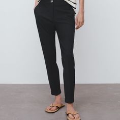 These Are Super Cute But A Little Large For Me And I Have Passed The Return Date And Would Love To Give Them A Great Home! Zara Casual Ankle-length Dress Pants, Casual Office Bottoms By Zara, Casual Tailored Pants From Zara, Zara Casual Office Bottoms, Zara Tailored Casual Pants, Zara Classic Black Pants, Casual Zara Dress Pants For Office, Zara Casual Dress Pants For Office, Zara Stretch Ankle-length Dress Pants