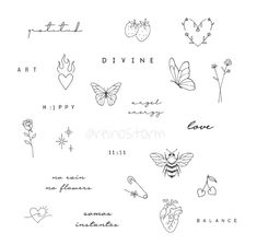 some different tattoos on a white background