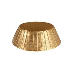 a gold lamp shade is shown on a white background, it looks like the bottom of a lampshade