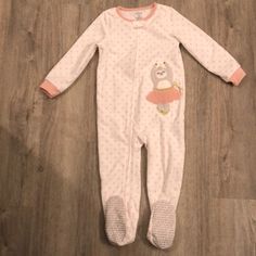 Carters Zip Up Footed Sleeper- White With Pink Polka Dots And Ballerina Sloth - New Without Tags. Never Used. Fleece. Pink Polka Dots, Kids Pajamas, Sloth, Pink White, Zip Ups, Kids Shop, Polka Dots, Pajamas, Dots