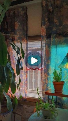 a living room filled with plants next to a window