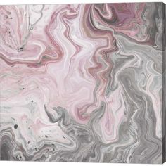 an abstract painting with pink, grey and white colors on it's surface canvas art print