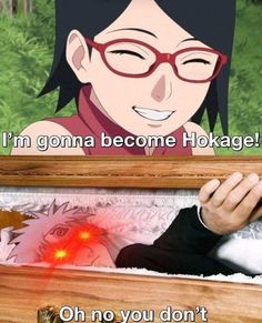 an anime scene with the caption that reads, i'm going to become hokage oh no you don't