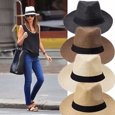 Panamá Stylish Womens Hats, Women Fedora, Womens Fedora, Boho Summer Outfits, Sun Hats For Women, Ebay Clothing