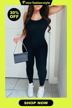 knowfashionstyle Black Sexy Casual Solid Backless Spaghetti Strap Skinny Jumpsuits Jumpsuit Online, Black Jumpsuit, Green Fashion, Red Fashion, Wholesale Fashion, Shoulder Sleeve, Blue Fashion, Sleeve Styles