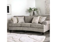 Pierpont Gray Sofa - Ornate Home Moon Furniture, Transitional Sofa, Sectional Sofas Living Room, Ornate Furniture, Living Room Collections, Brown Sofa, Curved Sofa, Sofa Upholstery, Gray Sofa