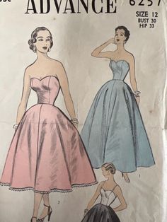 an old fashion sewing pattern with two women in dresses