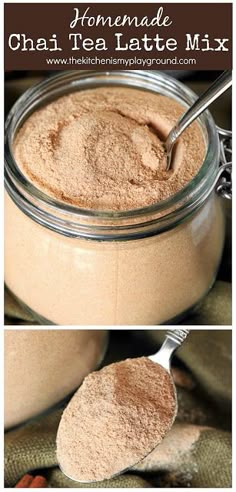 homemade chai tea latte mix in a jar