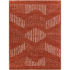 an orange rug with white lines on the front and back of it, which is made from