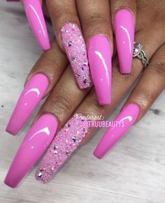 31+ Easter Nail Art Designs For A Sweet Spring Mani 2023 | Spring Nails Birthday Nails Inspo Simple, Pink Barbie Nails Design, One Design Nail, Hot Pink Ombre Nails Coffin, Bubble Gum Pink Nails Design, Pink Nail Designs With Glitter, Barbie Pink Nails With Glitter, Pink And Purple Nails Designs